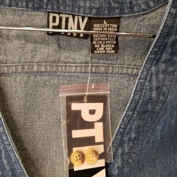 VintageVintage 90's New Denim Vest Women's Long Jean Vest Western Blue Pockets L - Picture 3 of 11